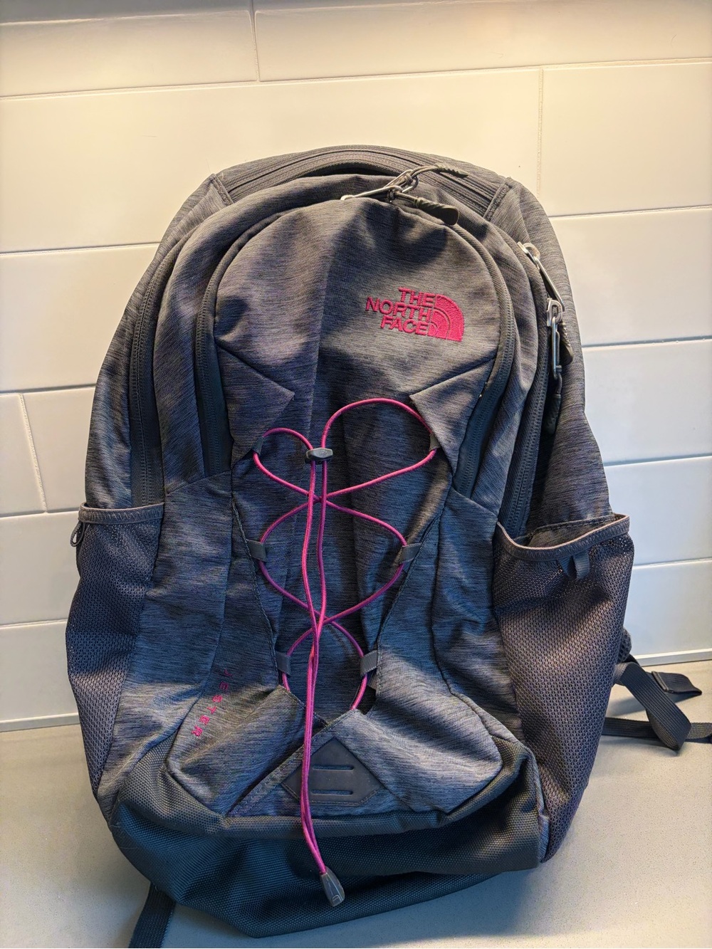 The North Face JesterGrey Backpack with Pink Accents